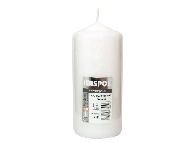 Svíčka válec bílá 7x15cm Bispol bílá | Svíčky, svícny a lampové oleje